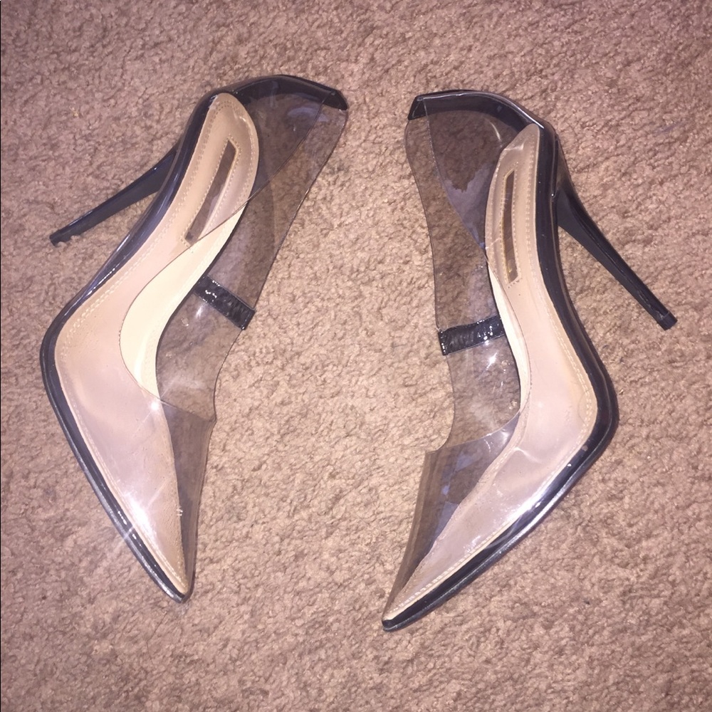 Transparent pointed toe heels